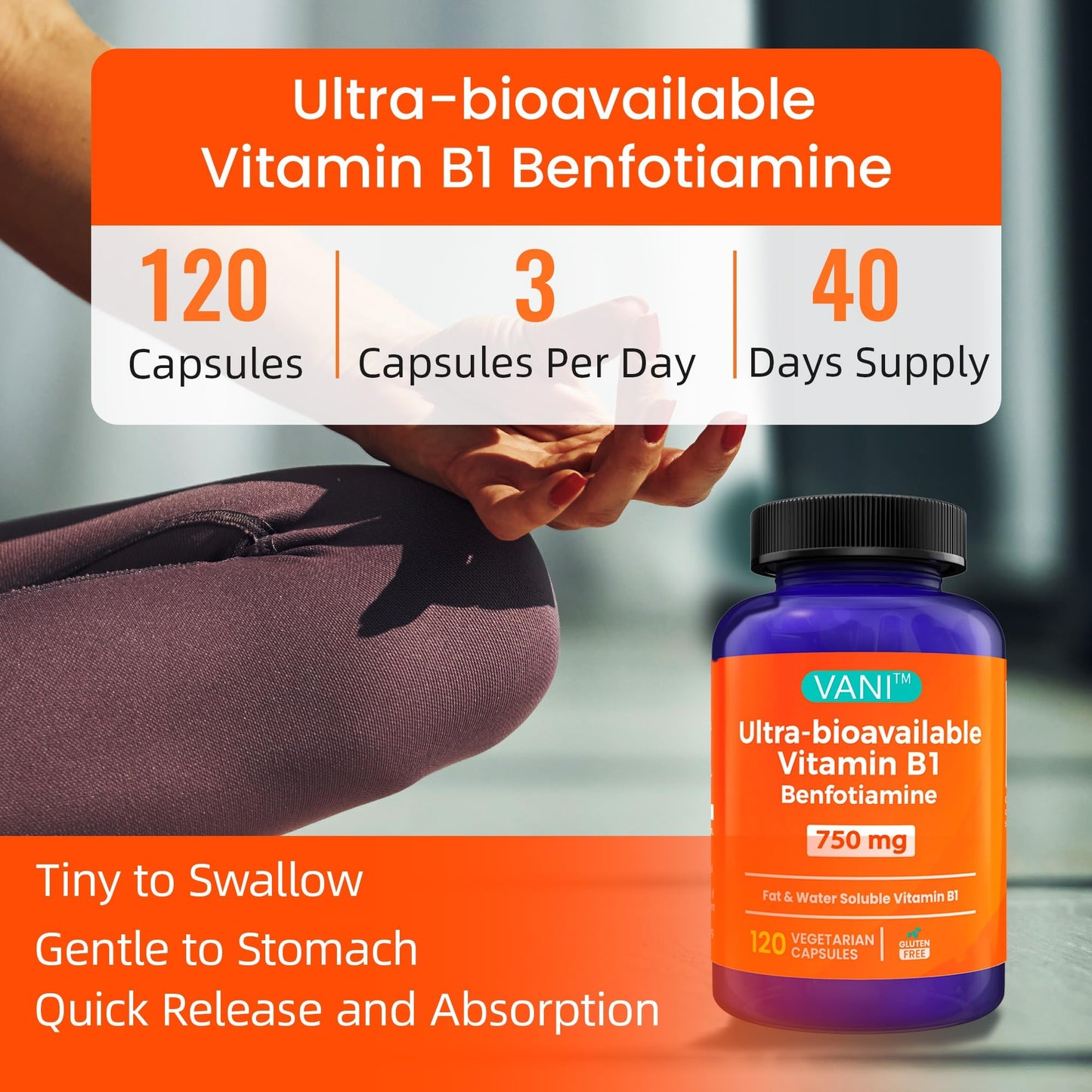 envase de suplemento VANI vitamina B1 con benfotiamina
