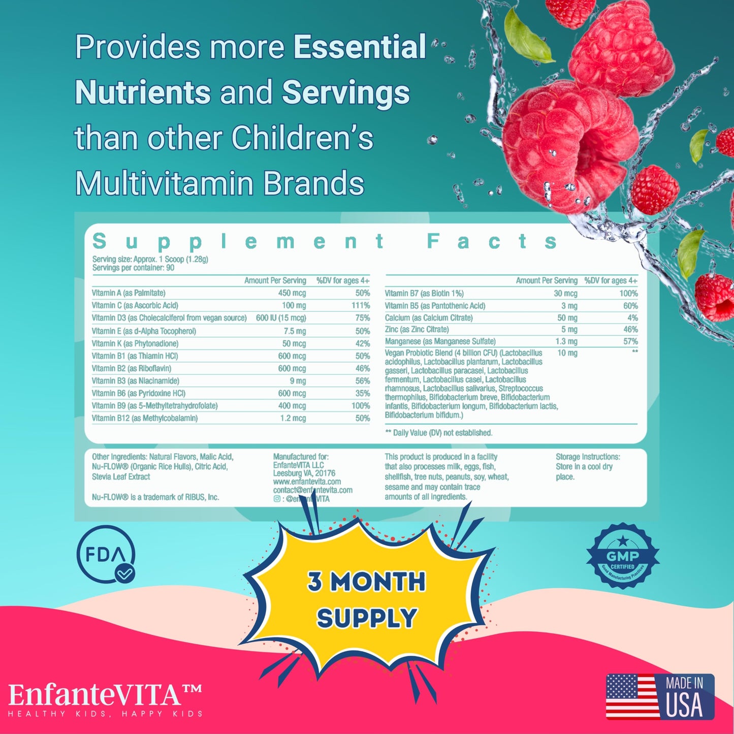 Envase suplemento vegano EnfanteVITA para niños