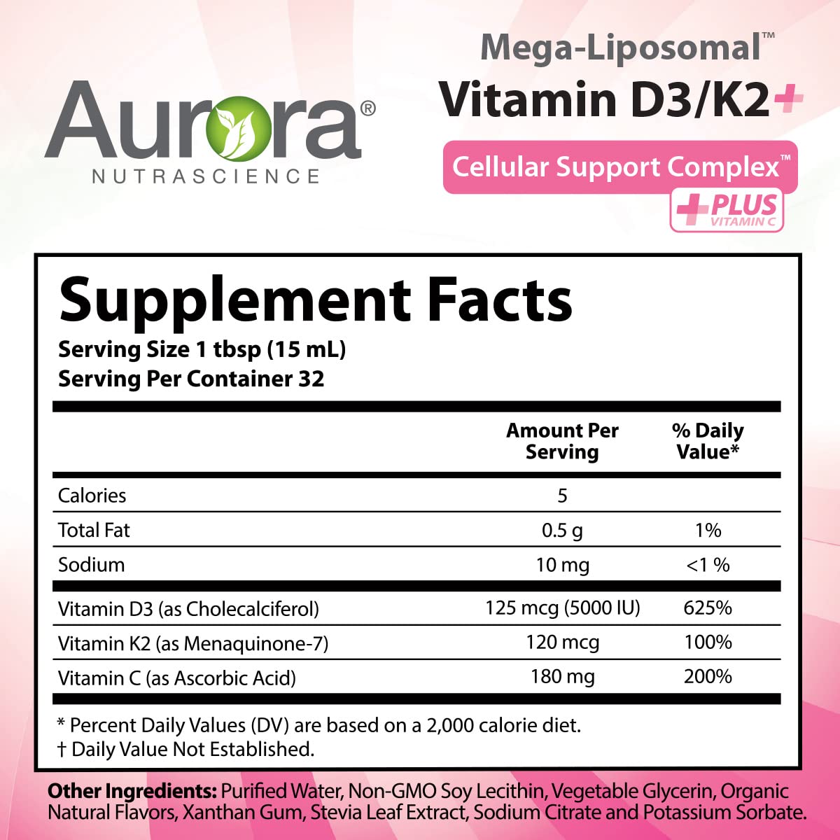 Envase suplemento vitamina c y d3 k2 Aurora Nutrascience
