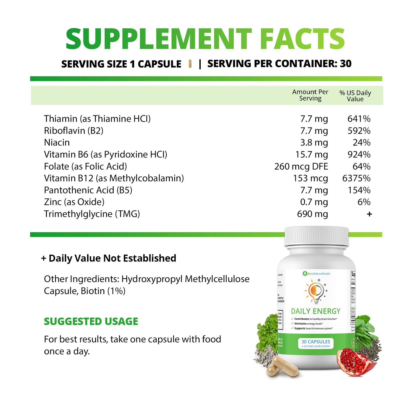 Envase suplementos vitamina B complejo para energía