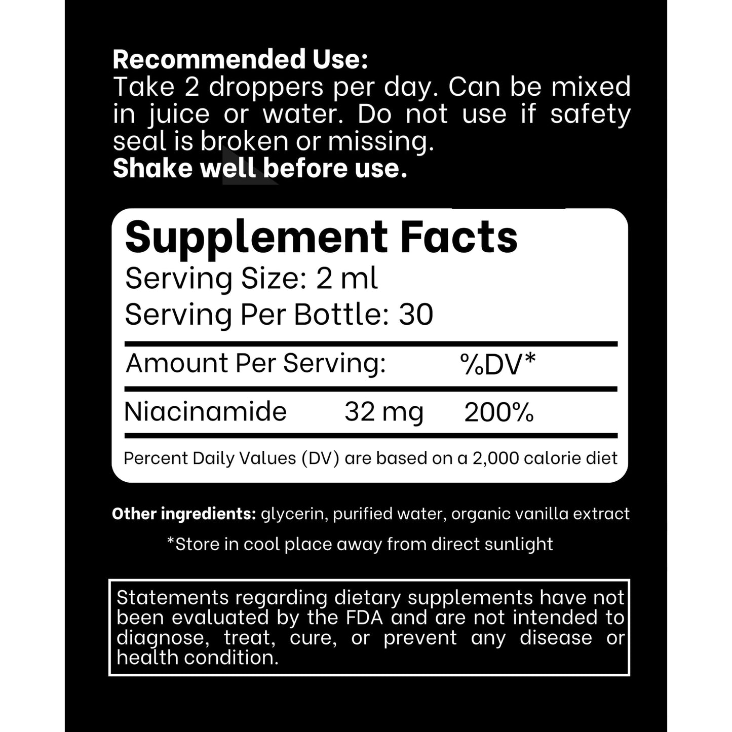 Envase vidrio vitamina b3 niacinamida líquida