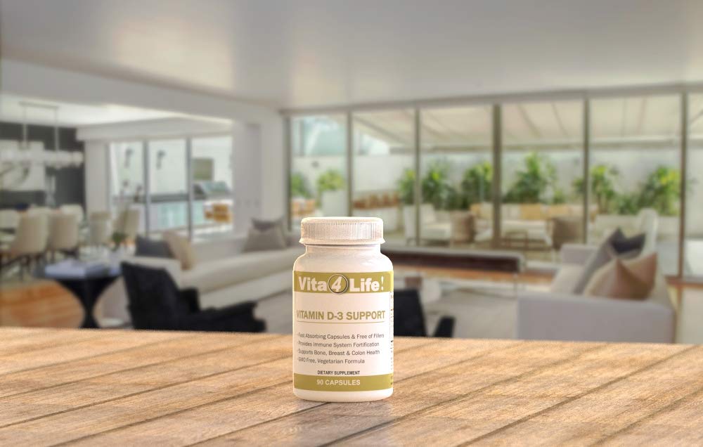 Envase Vita4Life vitamina D3 750 mcg 90 cápsulas