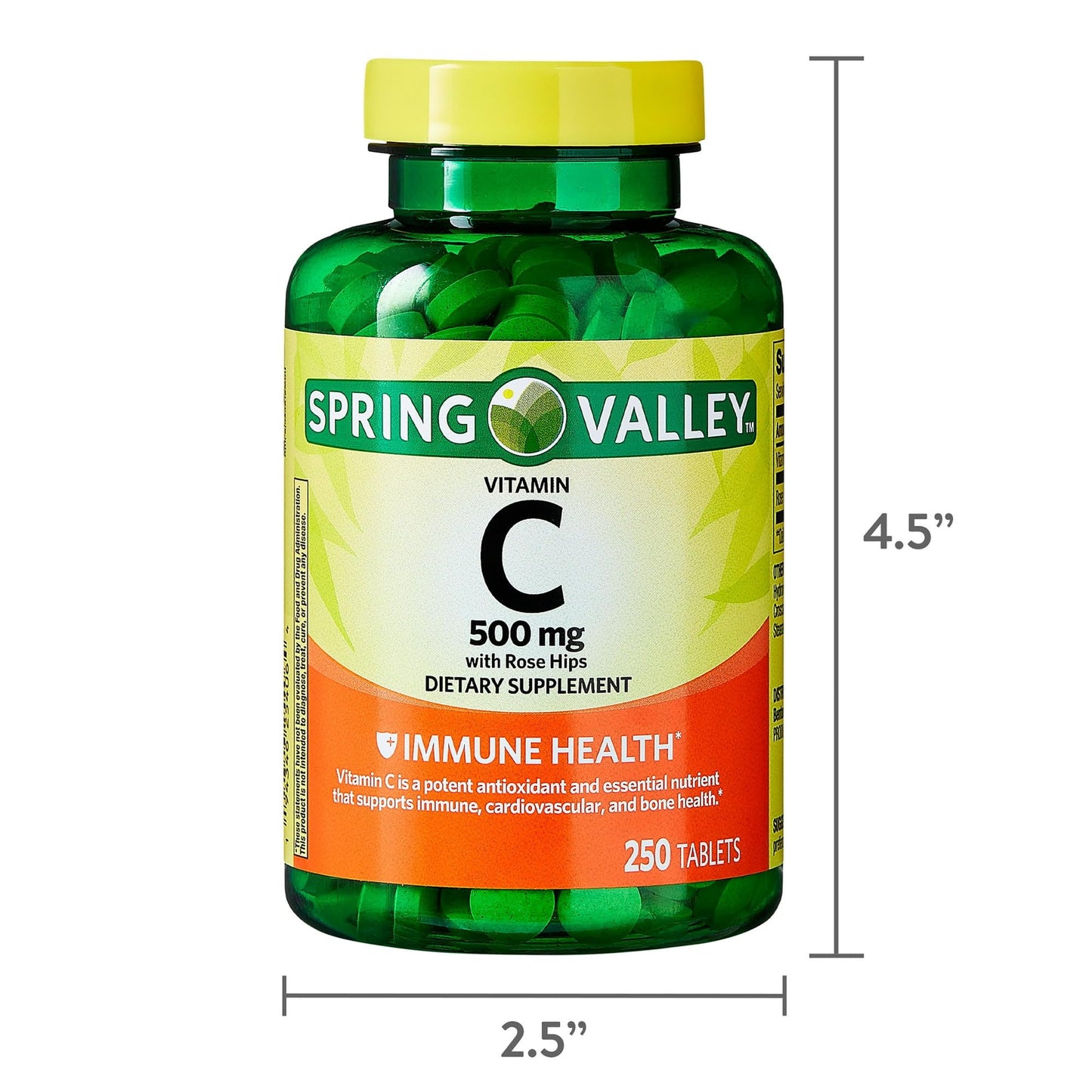 Envase de vitamina c 500 mg con rosa mosqueta y antioxidantes