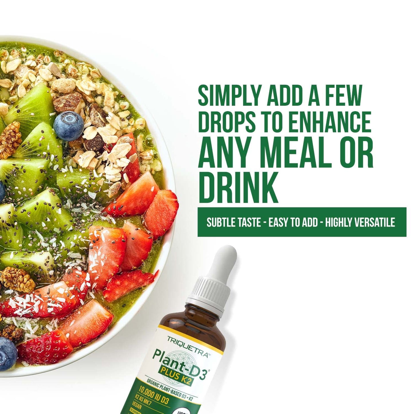 Envase de vitamina D3 + K2 orgánica