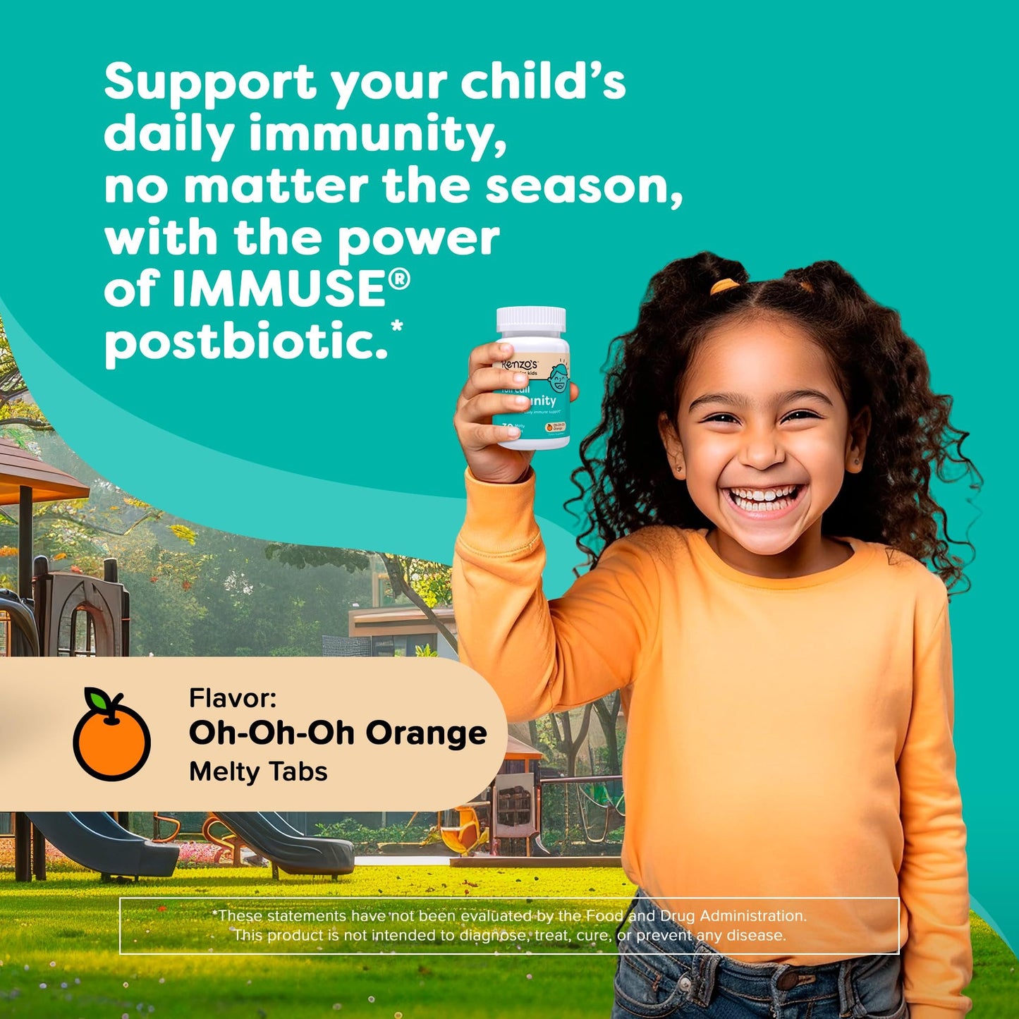 Envase vitaminas Renzo's Roll Call para niños inmunidad