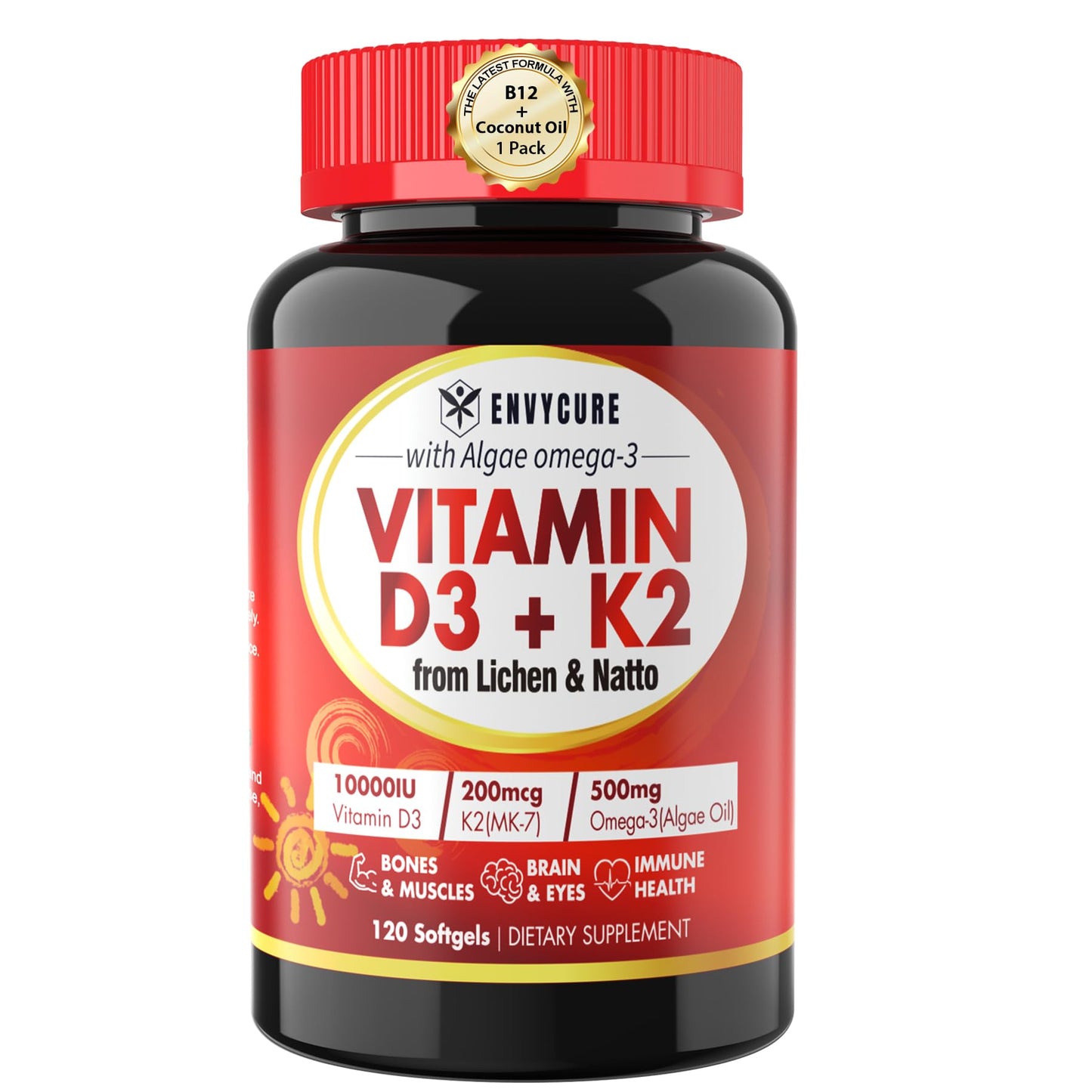 EnvyCure vitamina D3 K2 suplementación en softgel vegano