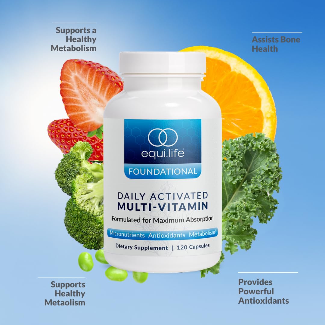Etiqueta lateral con características del multivitamínico Equilife