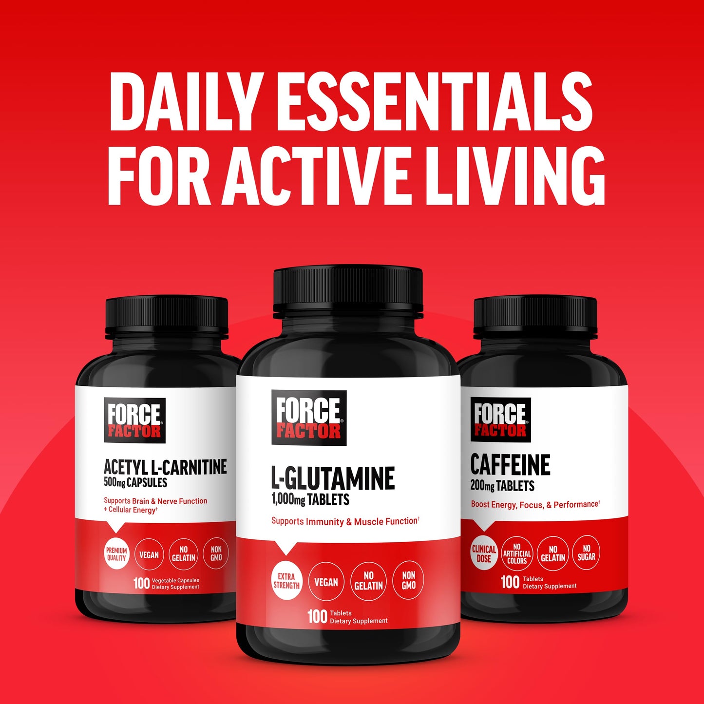 Esenciales diarios para una vida activa con multivitamínico Force Factor.