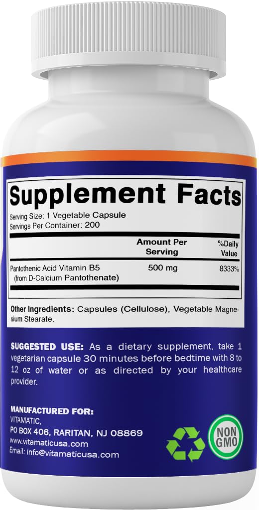 Etiqueta ácido pantoténico Vitamatic 500 mg