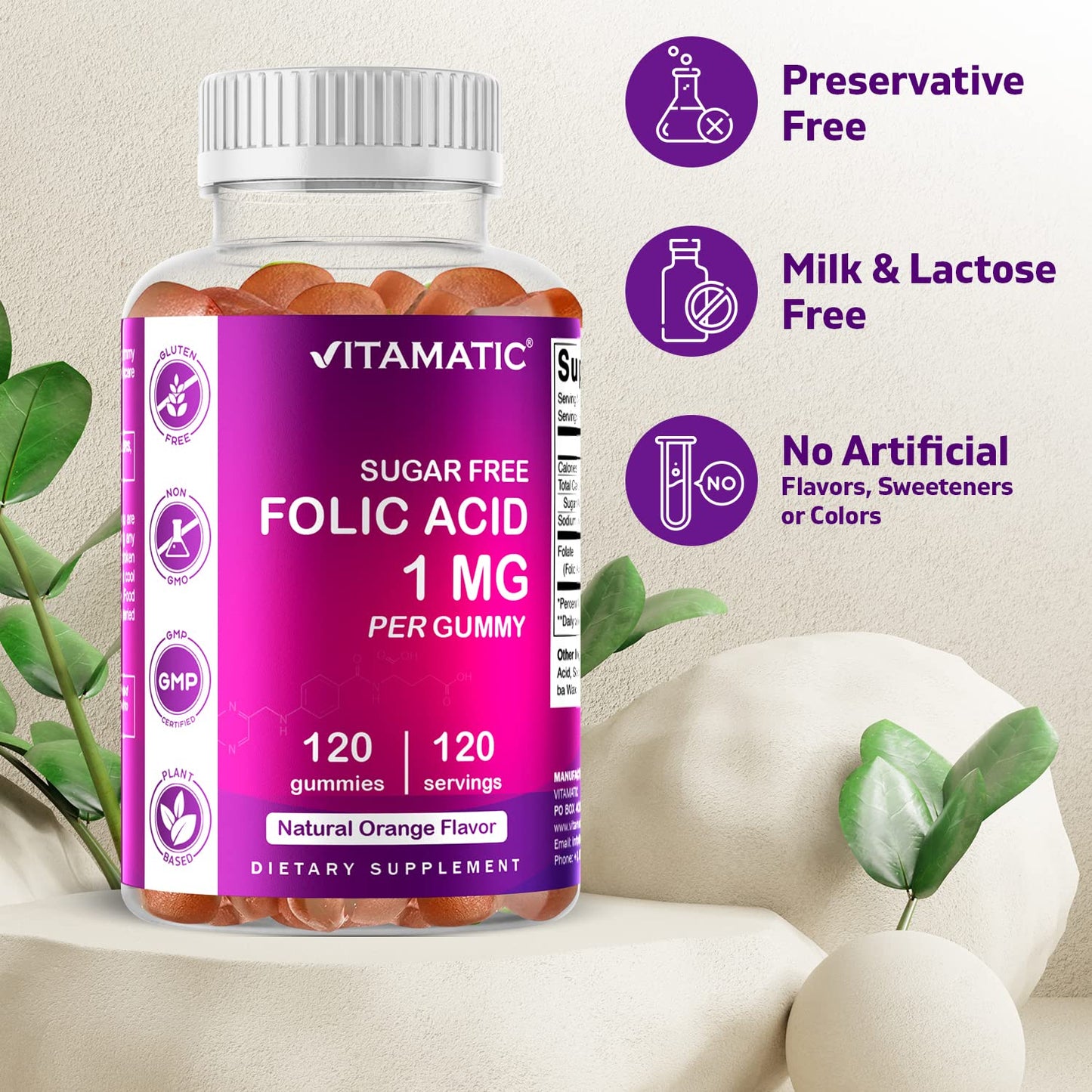 Etiqueta frontal vitamina B9 ácido fólico Vitamatic