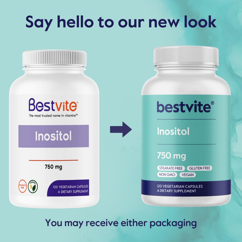 Etiqueta del suplemento BESTVITE Inositol 750 mg sin estearatos