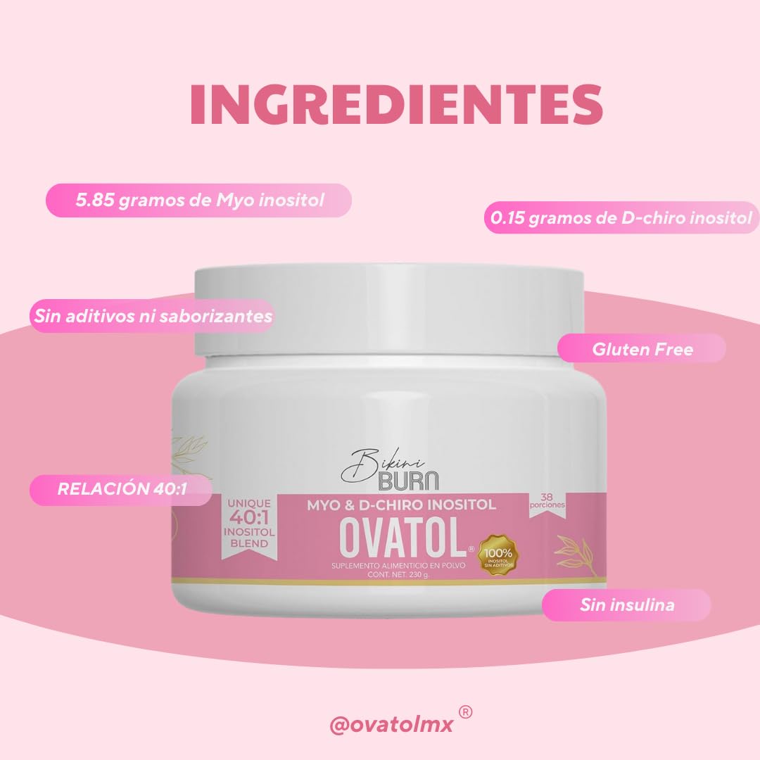 Etiqueta Bikini Burn Ovatol mezcla inositol 40 a 1