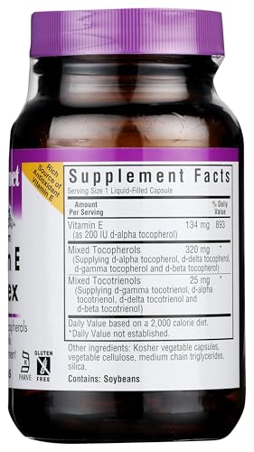 Etiqueta BlueBonnet vitamina E espectro completo cápsulas líquidas