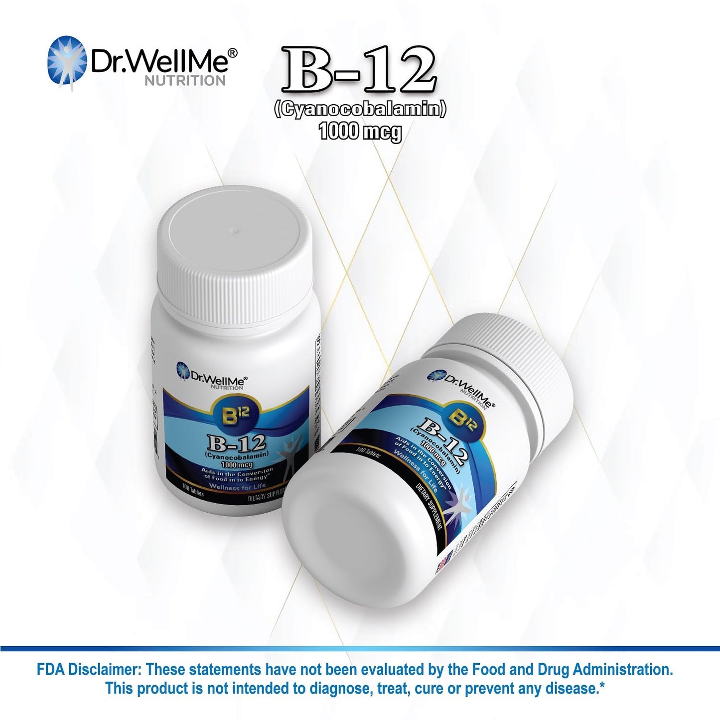 Etiqueta botella Dr.WellMe suplemento vitamina B-12