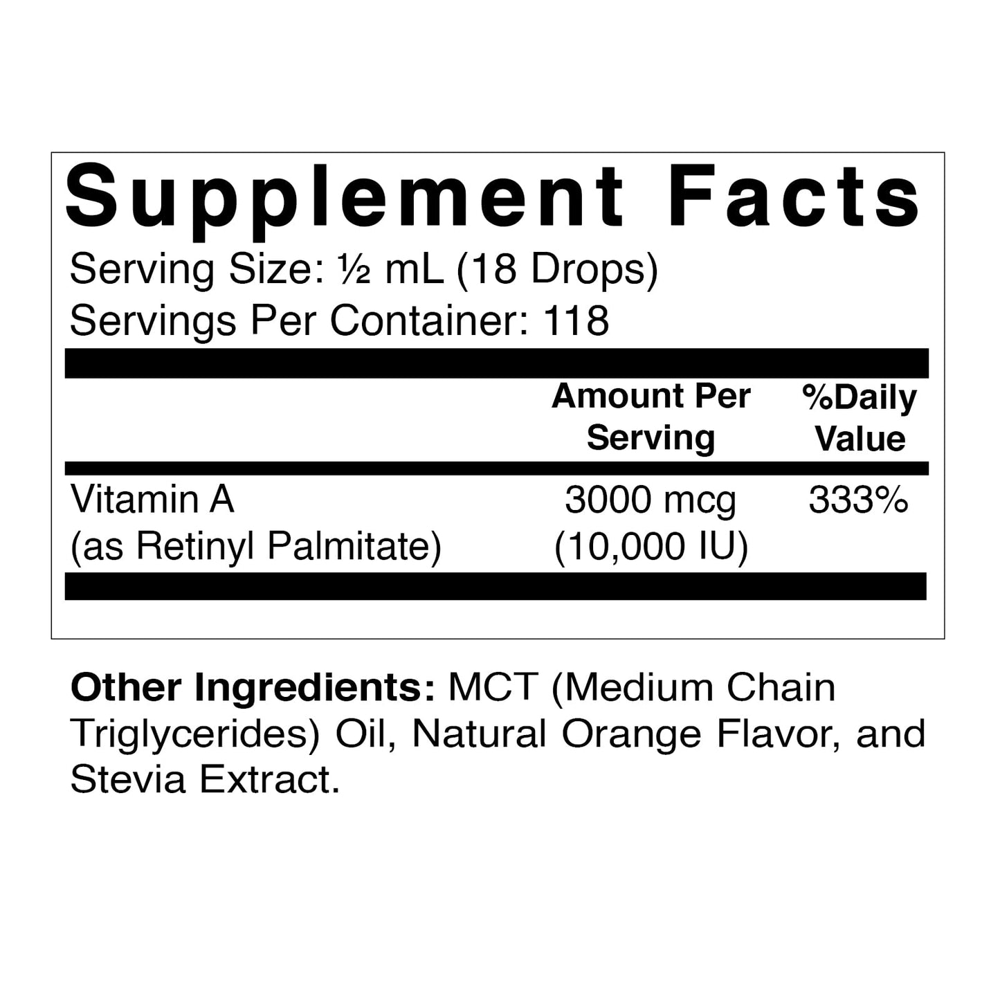 Etiqueta botella gotas vitamina A Vitamatic sabor naranja