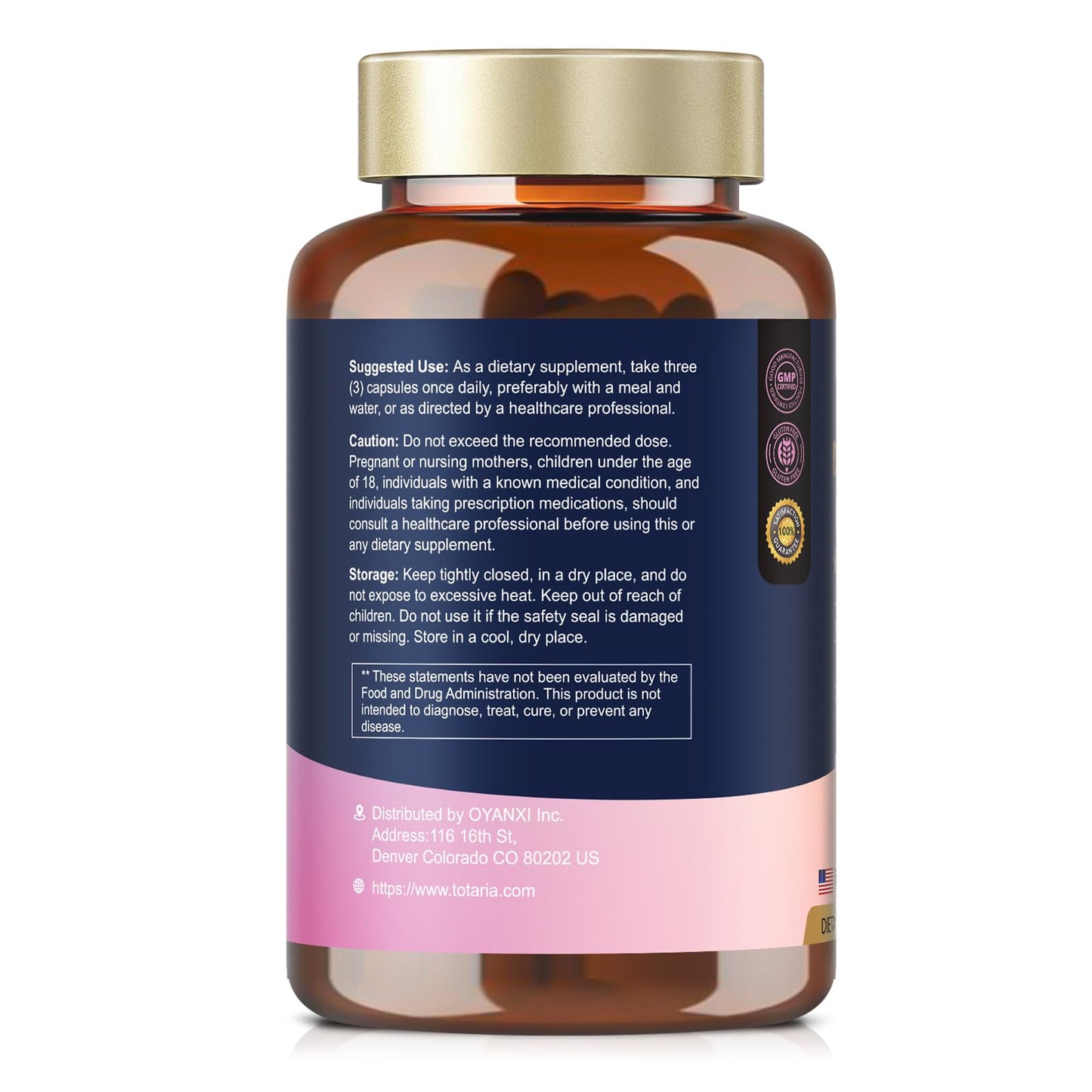 Etiqueta cápsulas inositol Totaria vitamina D3 folato 180 unidades