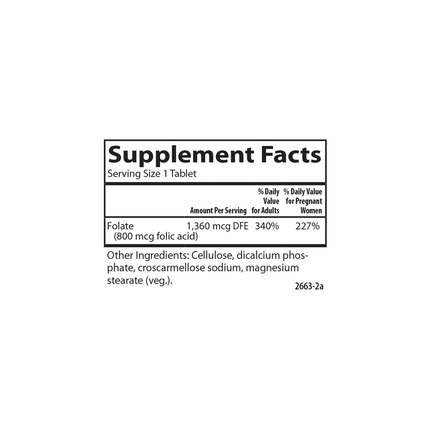 Etiqueta Carlson ácido fólico prenatal 800 mcg