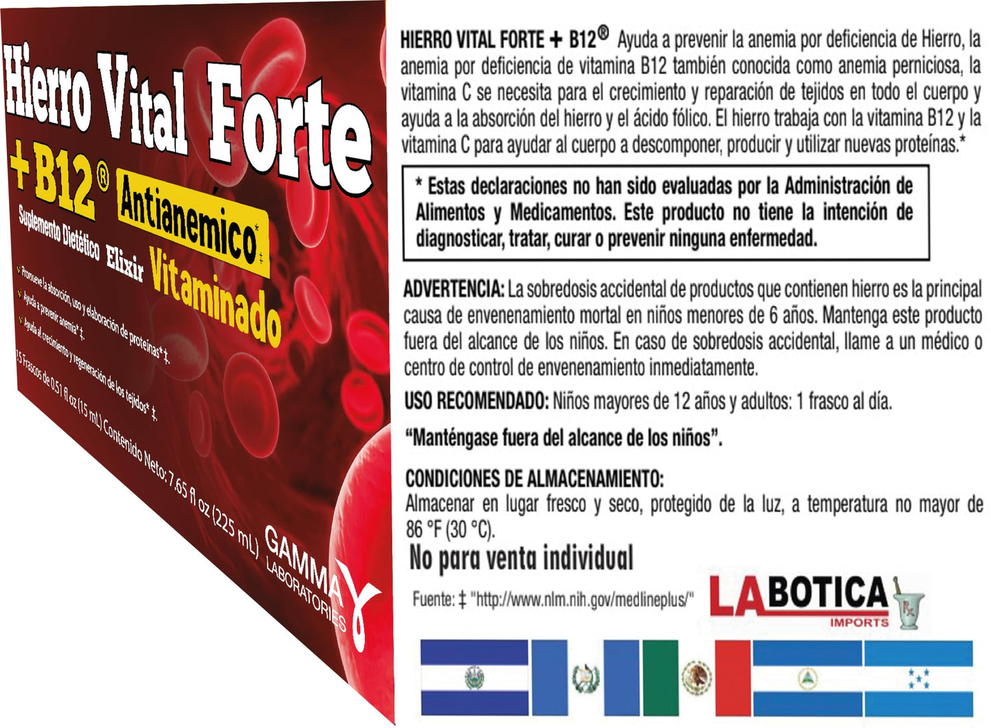 Etiqueta de colores en Hierro Vital