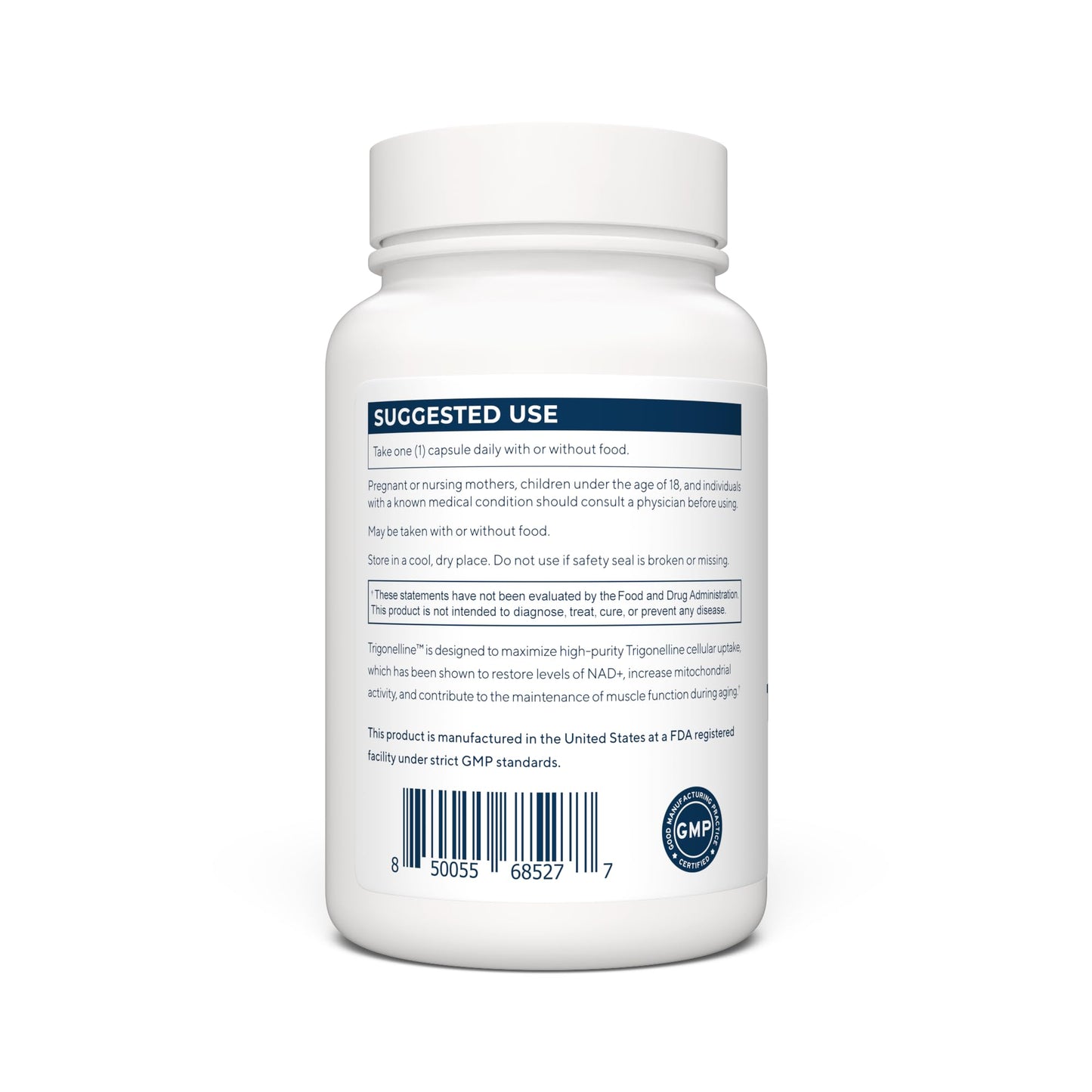 Etiqueta frasco suplemento Renue By Science Trigonelina