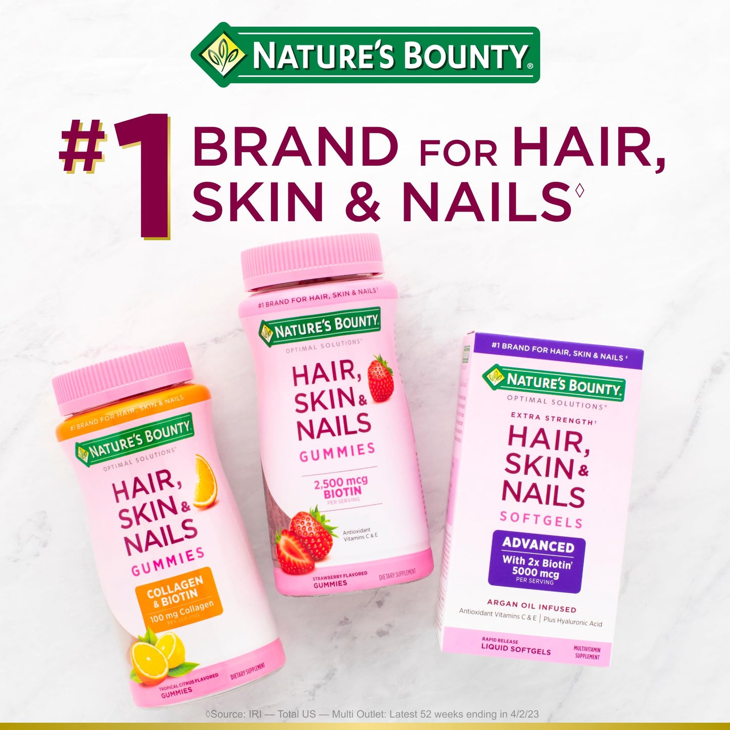 Etiqueta frontal botella suplemento biotina Nature's Bounty