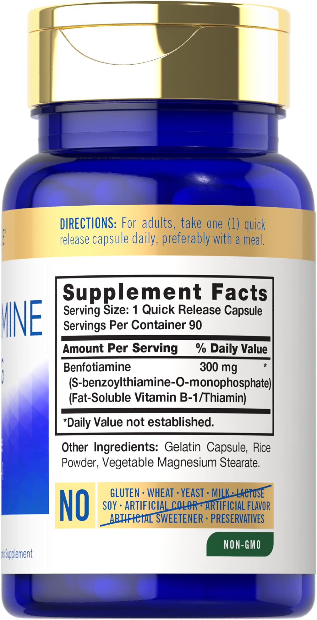 Etiqueta frontal suplemento Carlyle Benfotiamina 300 mg