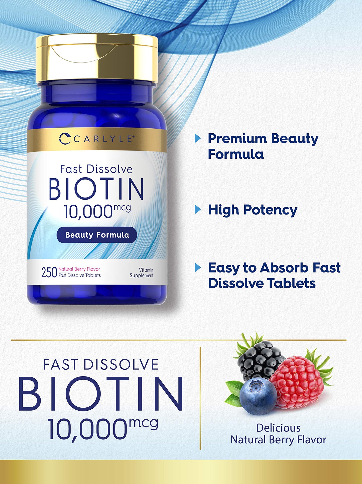 Etiqueta frontal Carlyle Biotina 10000 mcg