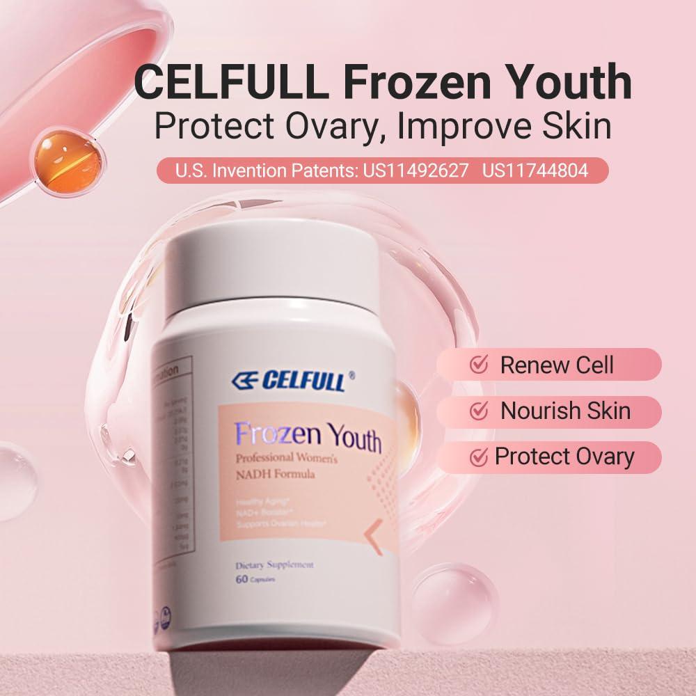 Etiqueta frontal CELFULL suplemento para balance hormonal y salud ovárica