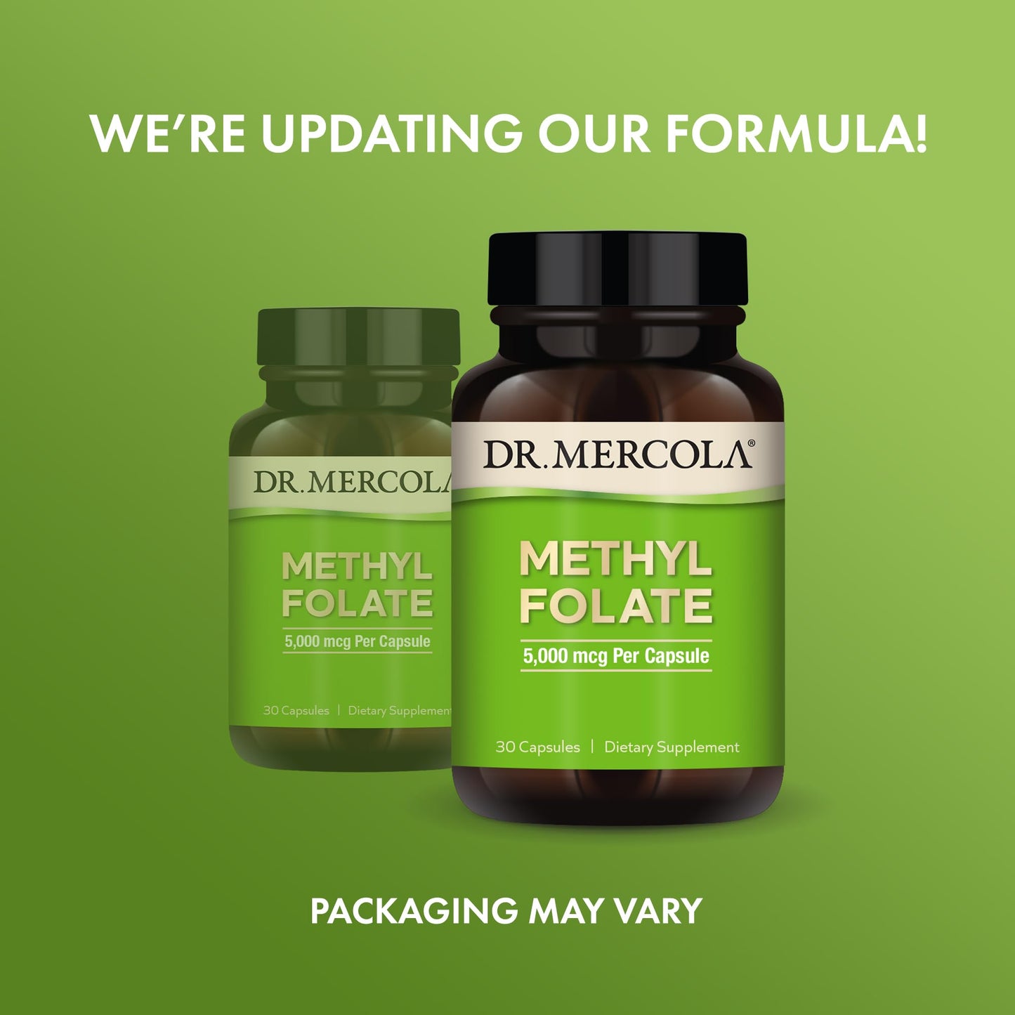 Etiqueta frontal suplemento Dr. Mercola metilfolato