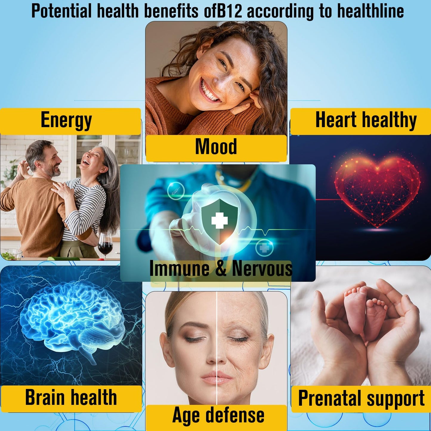 Etiqueta frontal gotas de vitamina B12 Biduka 2 oz líquidas