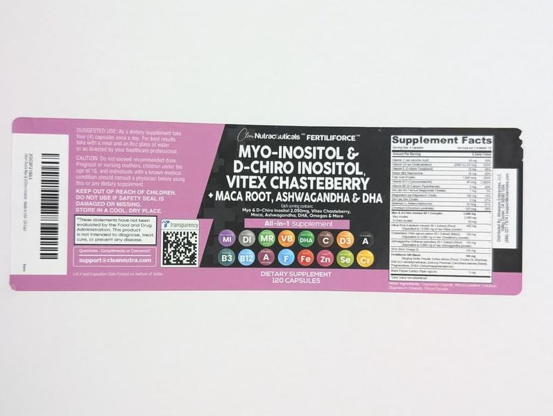 Etiqueta frontal multivitamínico Fertiliforce Clean Nutraceuticals prenatal