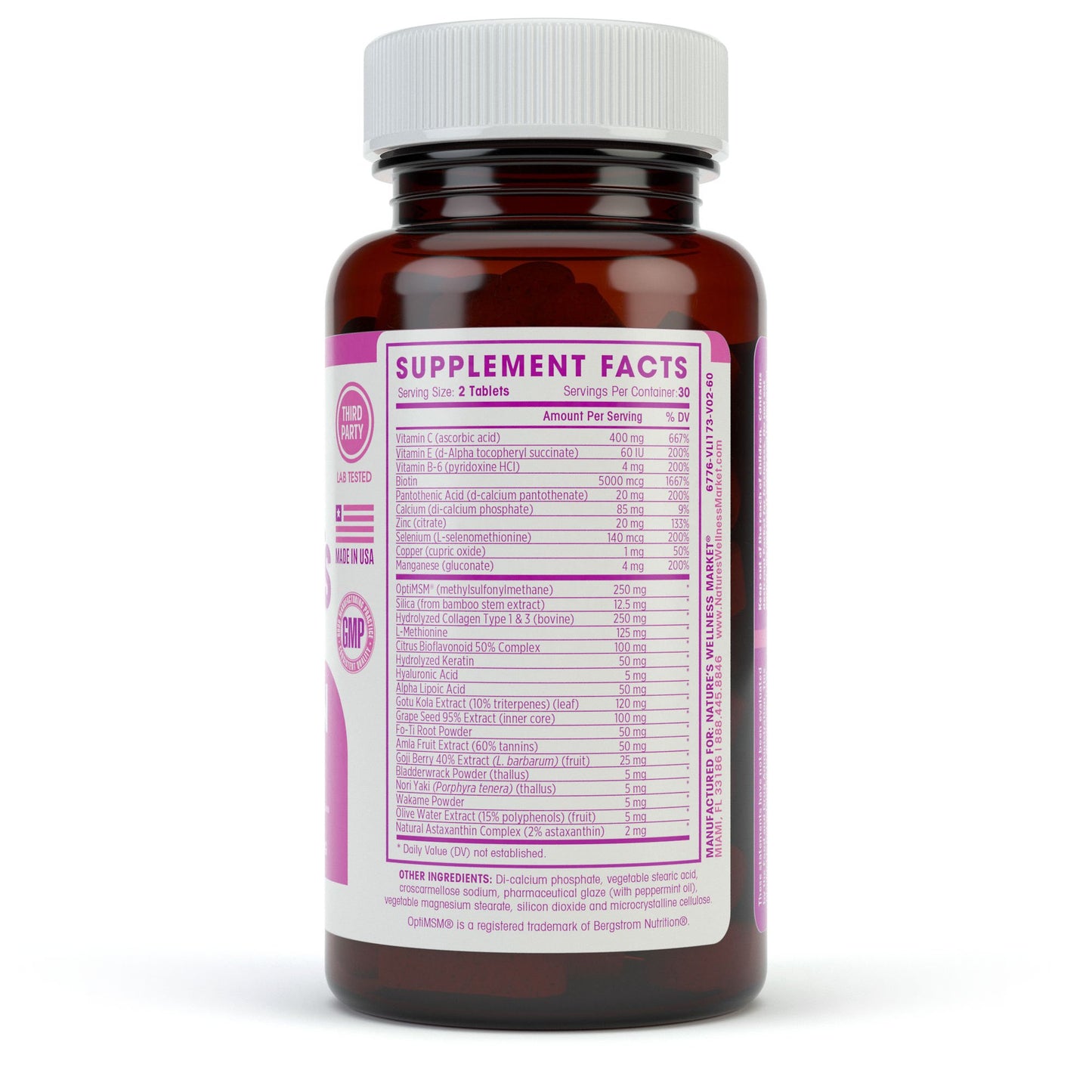 Etiqueta frontal Natures Wellness suplemento nutricional