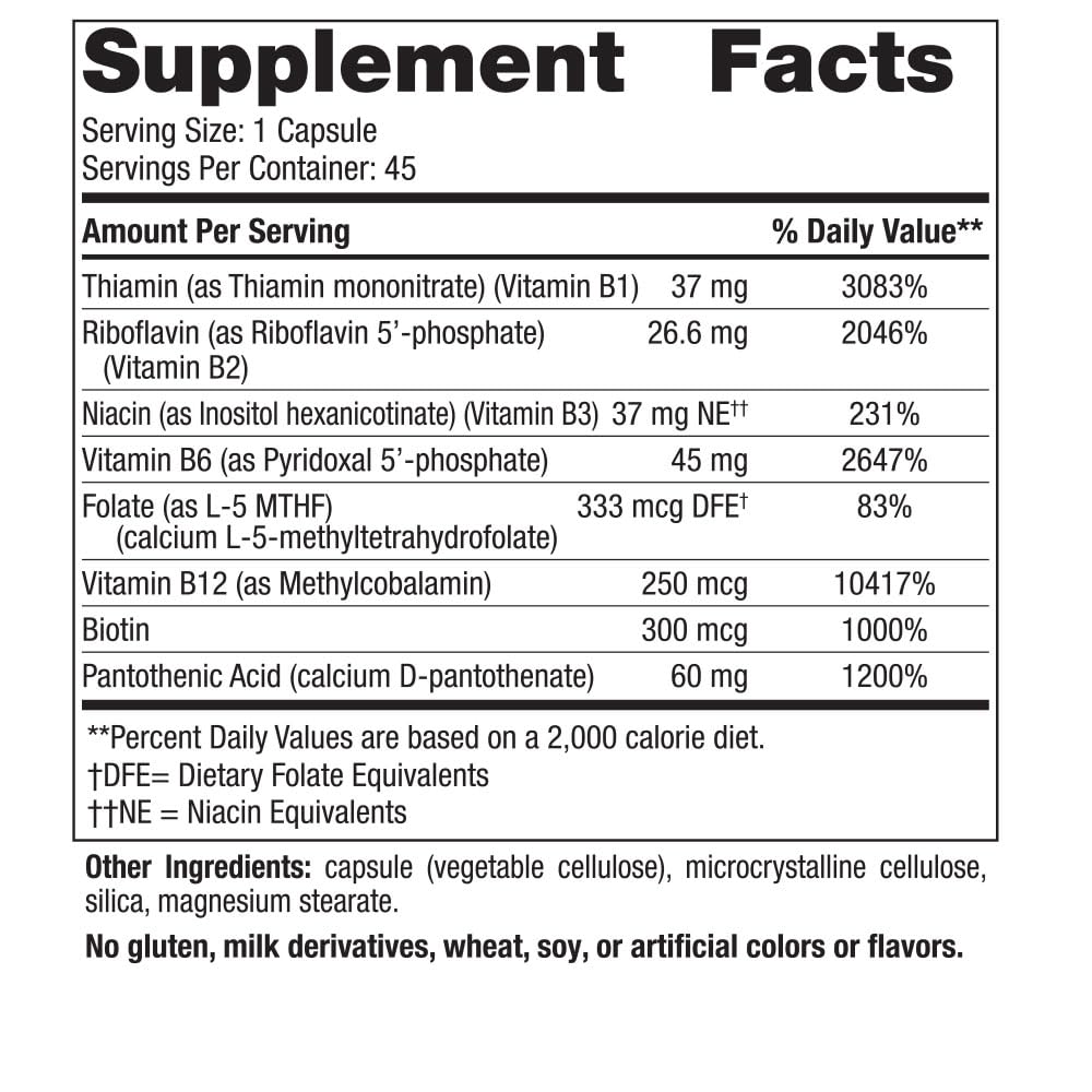 Etiqueta frontal Nordic Naturals vitamina B complejo alta pureza