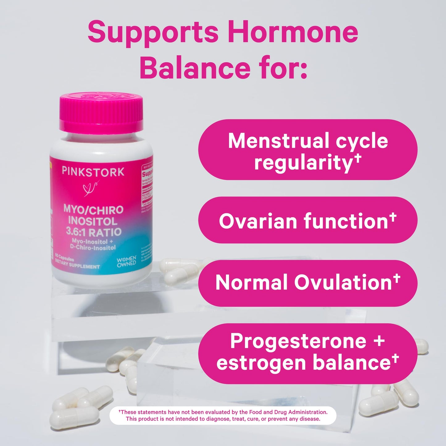 Etiqueta frontal Pink Stork suplemento de fertilidad