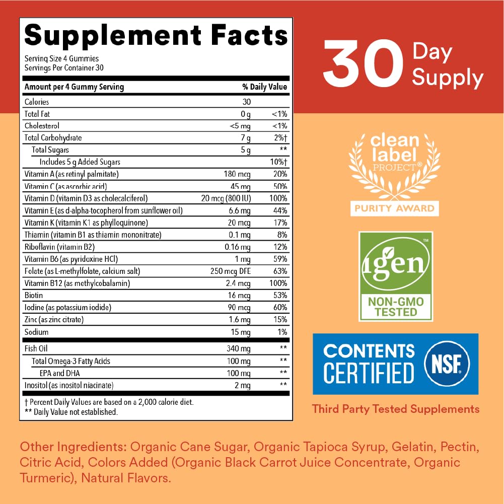 Etiqueta frontal SmartyPants multivitaminas niños