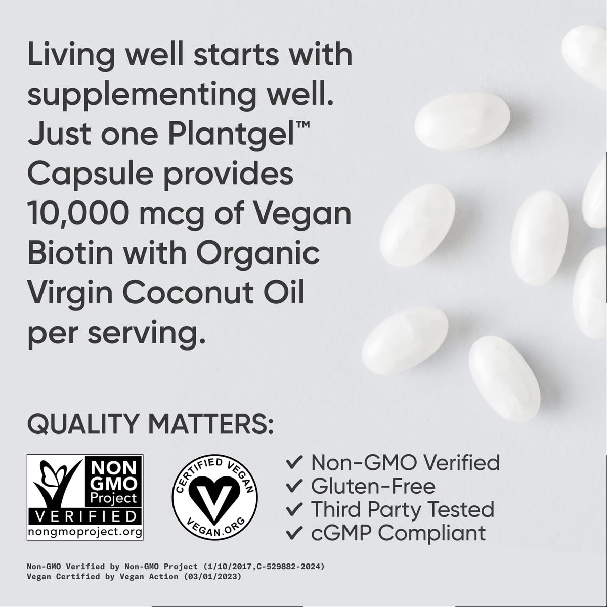 Etiqueta frontal Sports Research biotina vegana 10000 mcg
