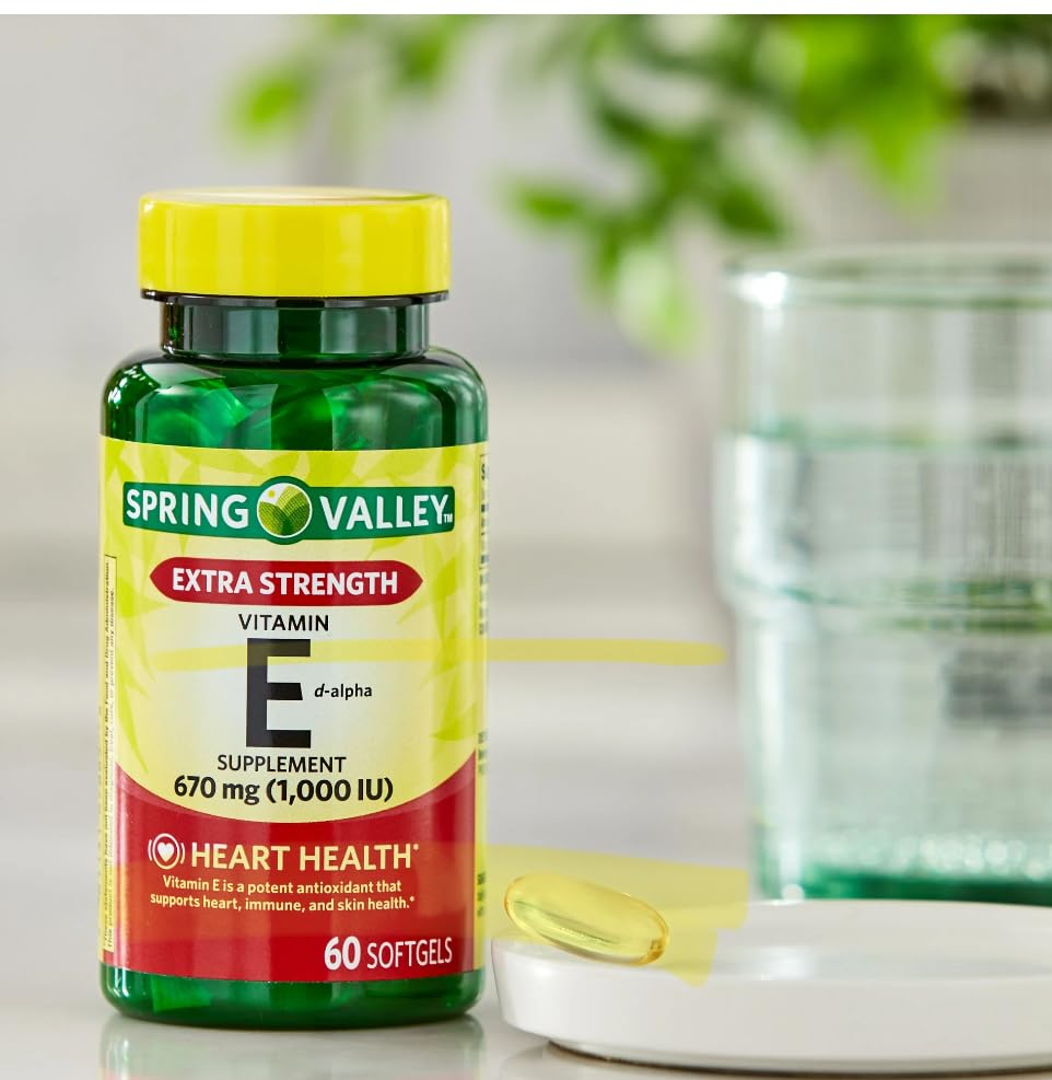 Etiqueta frontal Spring Valley extra fuerte vitamina e corazón