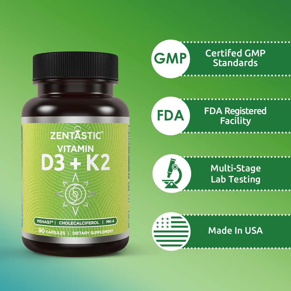 Etiqueta frontal suplemento Zentastic vitamina D3, K2 y magnesio