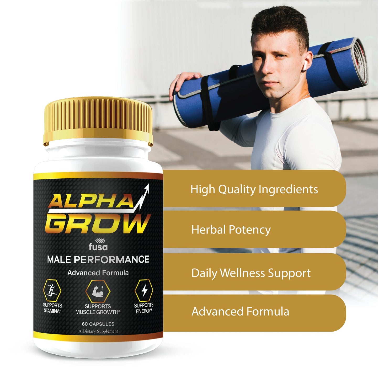 Etiqueta frontal suplemento Alpha Grow multivitamínico