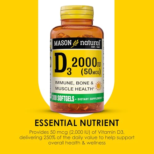 Etiqueta frontal suplemento Mason Natural Vitamina D3 2000 IU