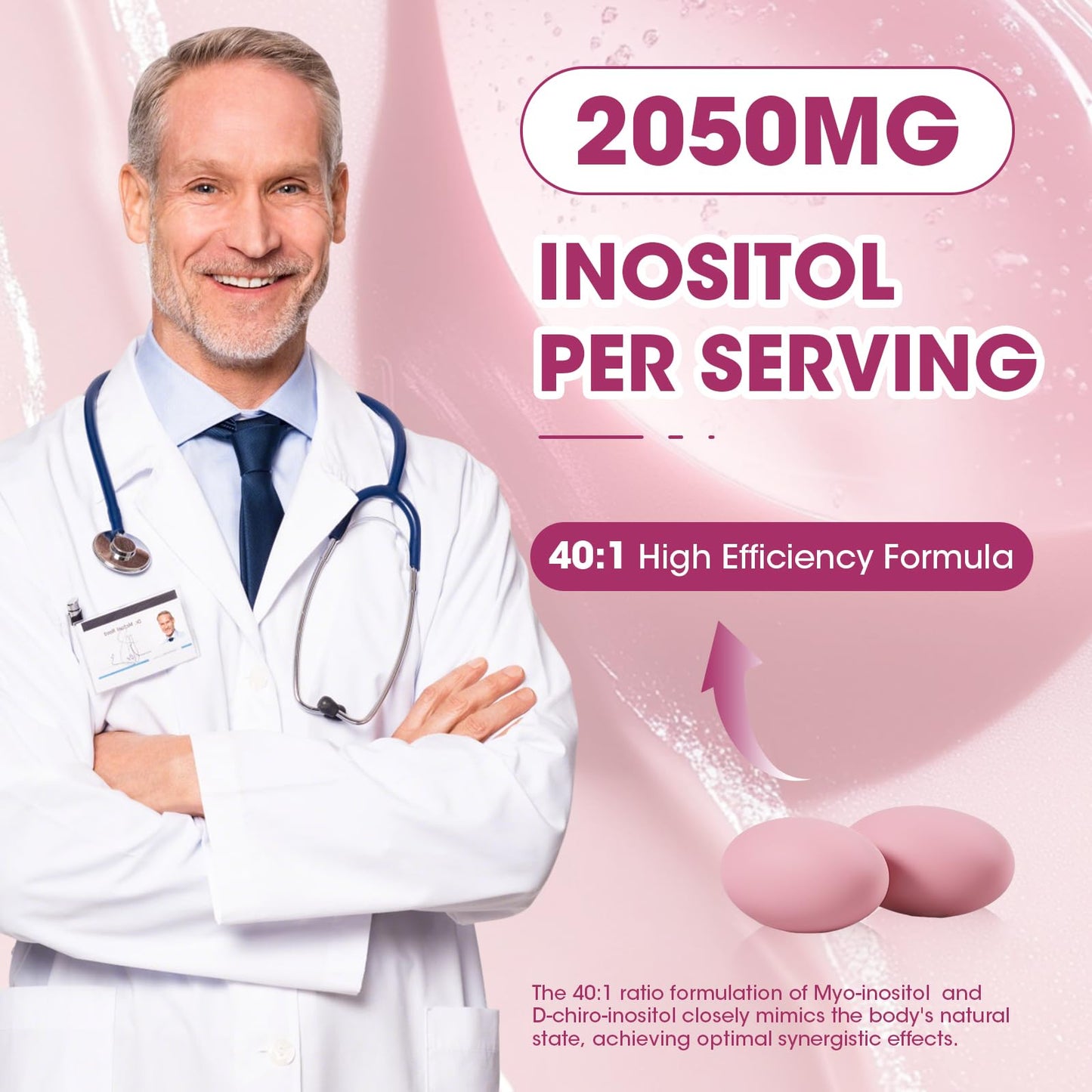 Etiqueta frontal suplementaria Mulittea inositol y omega-3