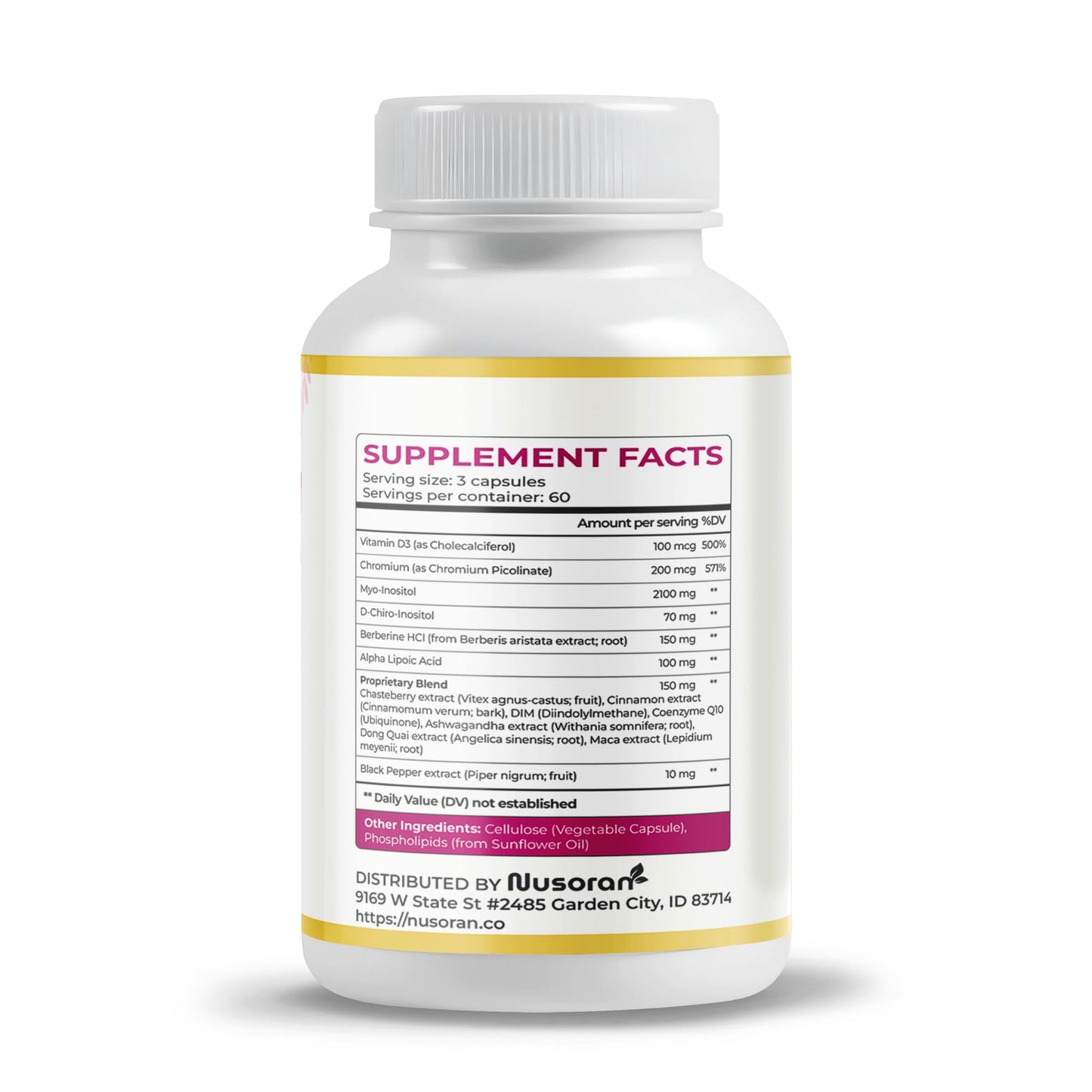 Etiqueta frontal suplemento Ultra Inositol Nurosan