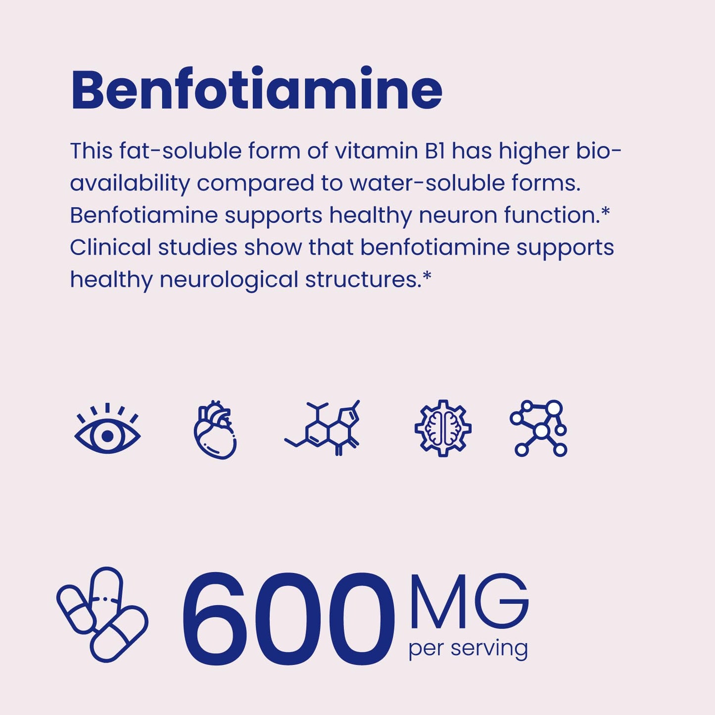 Etiqueta frontal suplemento VHC Benfotiamina 600mg