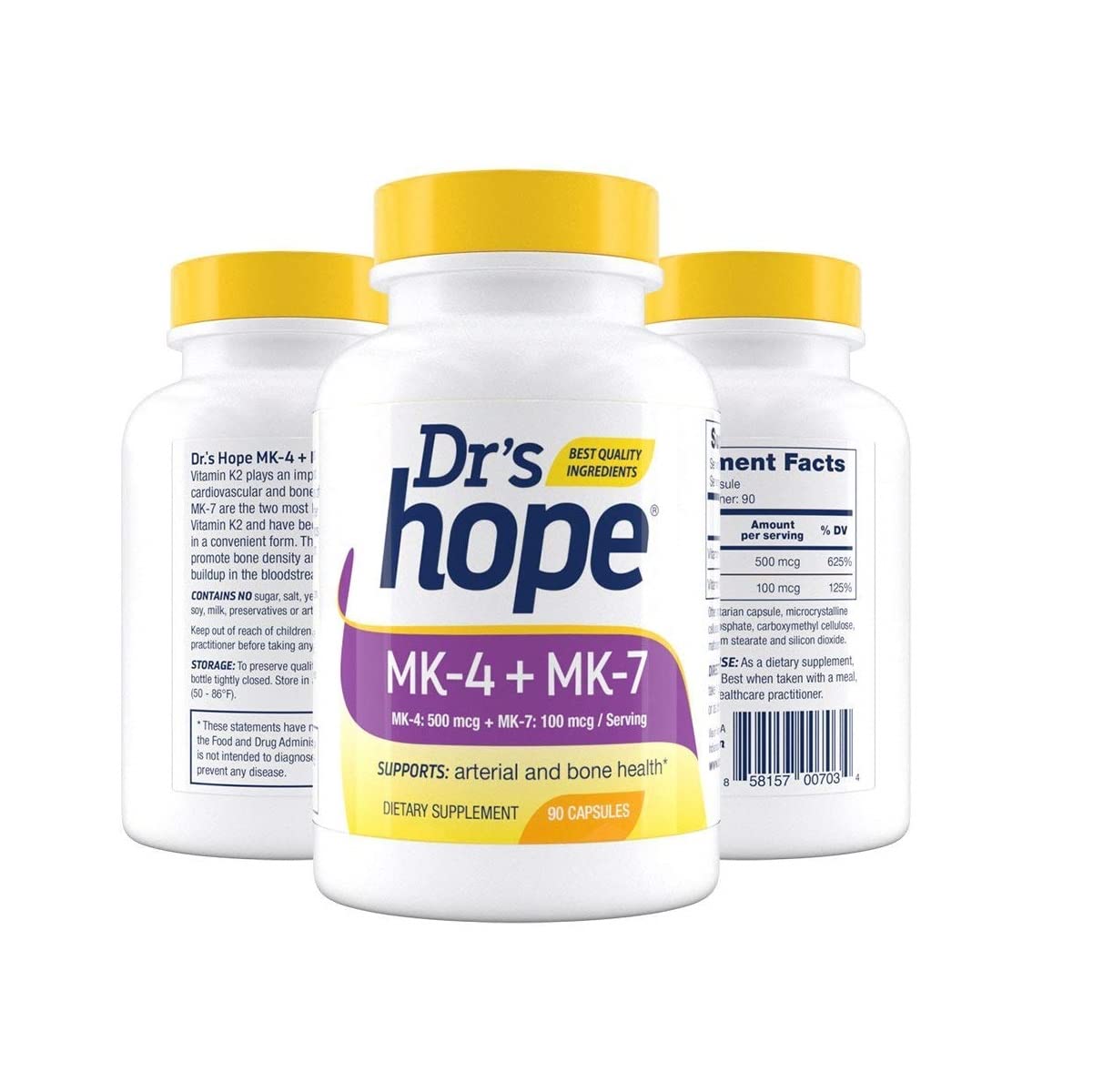 Etiqueta frontal suplemento Vitamina K2 MK7 MK4 Dr’s Hope