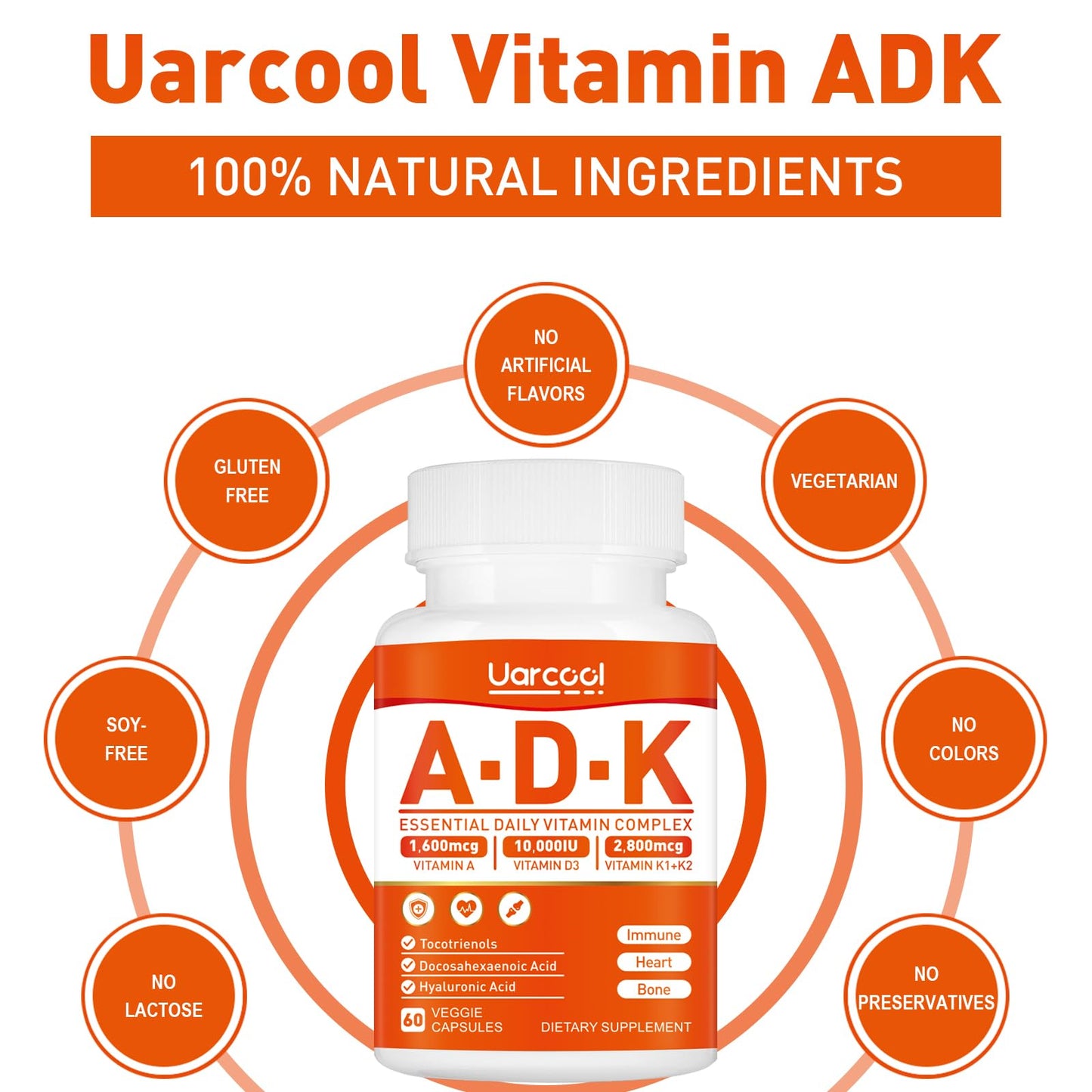 Etiqueta frontal suplemento vitamínico Uarcool ADK