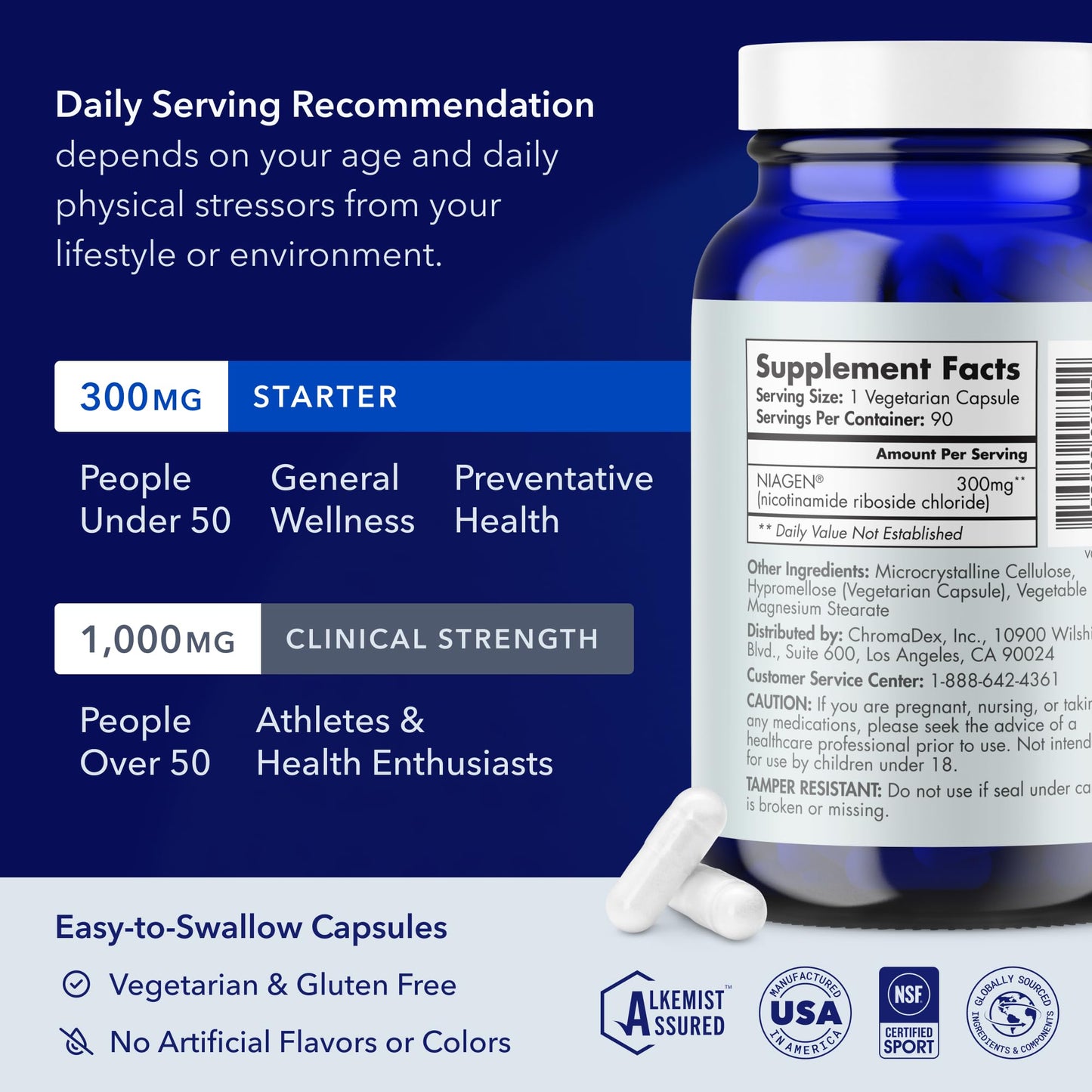 Etiqueta frontal suplemento Tru Niagen 300 mg