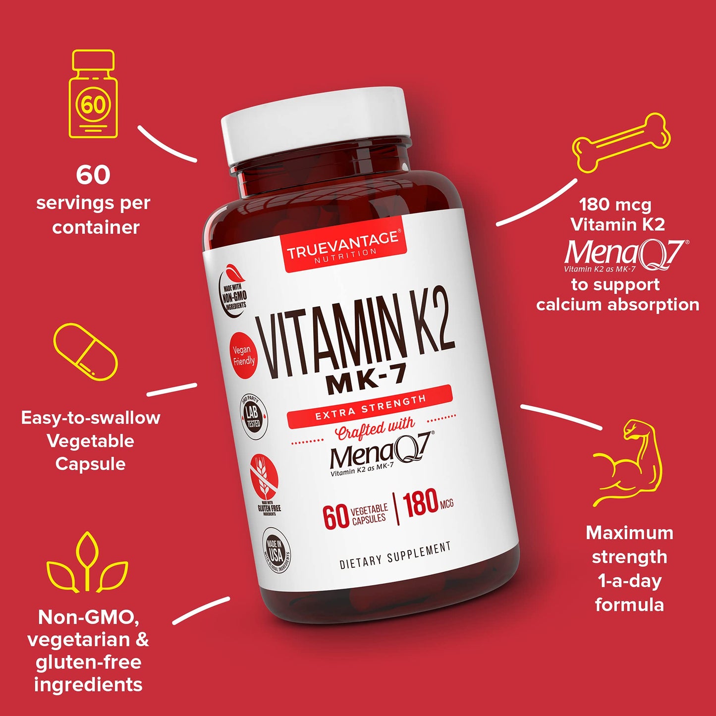 Etiqueta frontal suplemento vitamina k2 180mcg truevantage