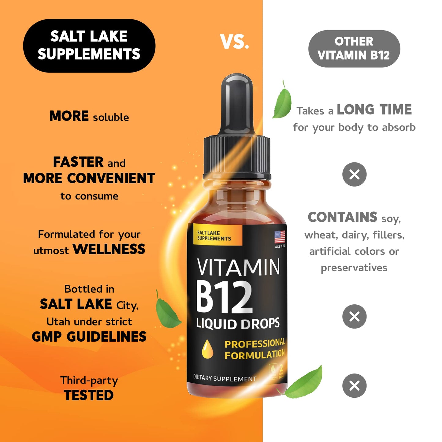 Etiqueta gotas vitamina B12 metilcobalamina Salt Lake Supplements