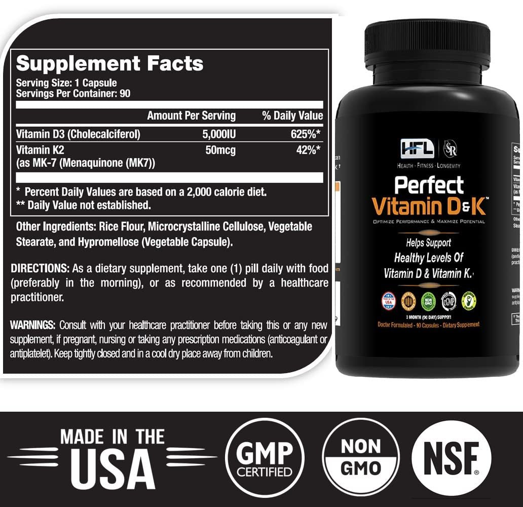 Etiqueta del producto HFL Perfect Vitamin D3 y K2 microencapsulados