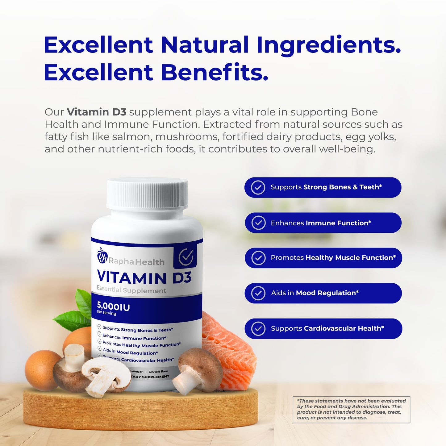 Etiqueta de información nutricional RAPHA HEALTH vitamina d3