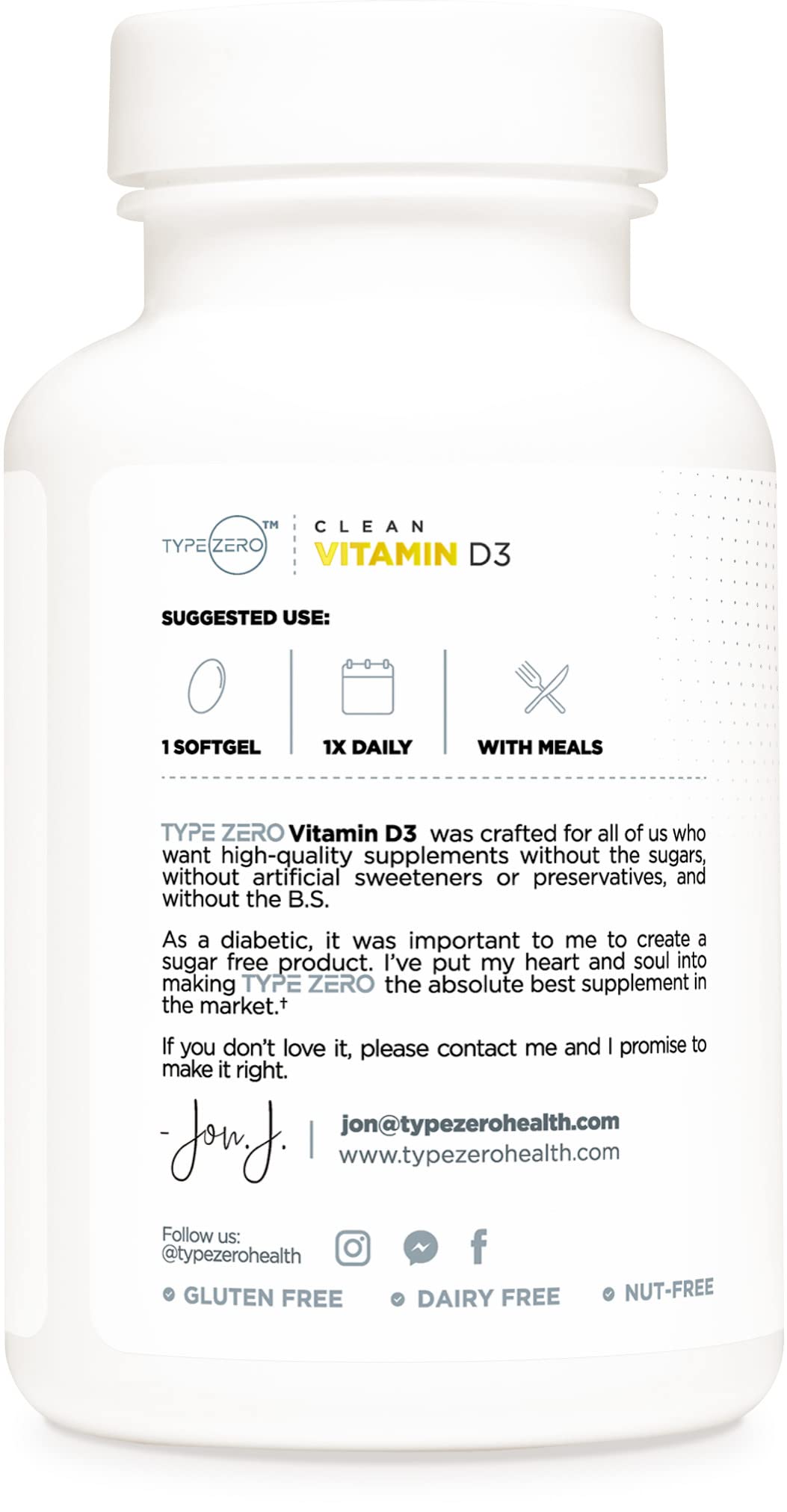 Etiqueta de información Type Zero vitamina d3 2000 iu